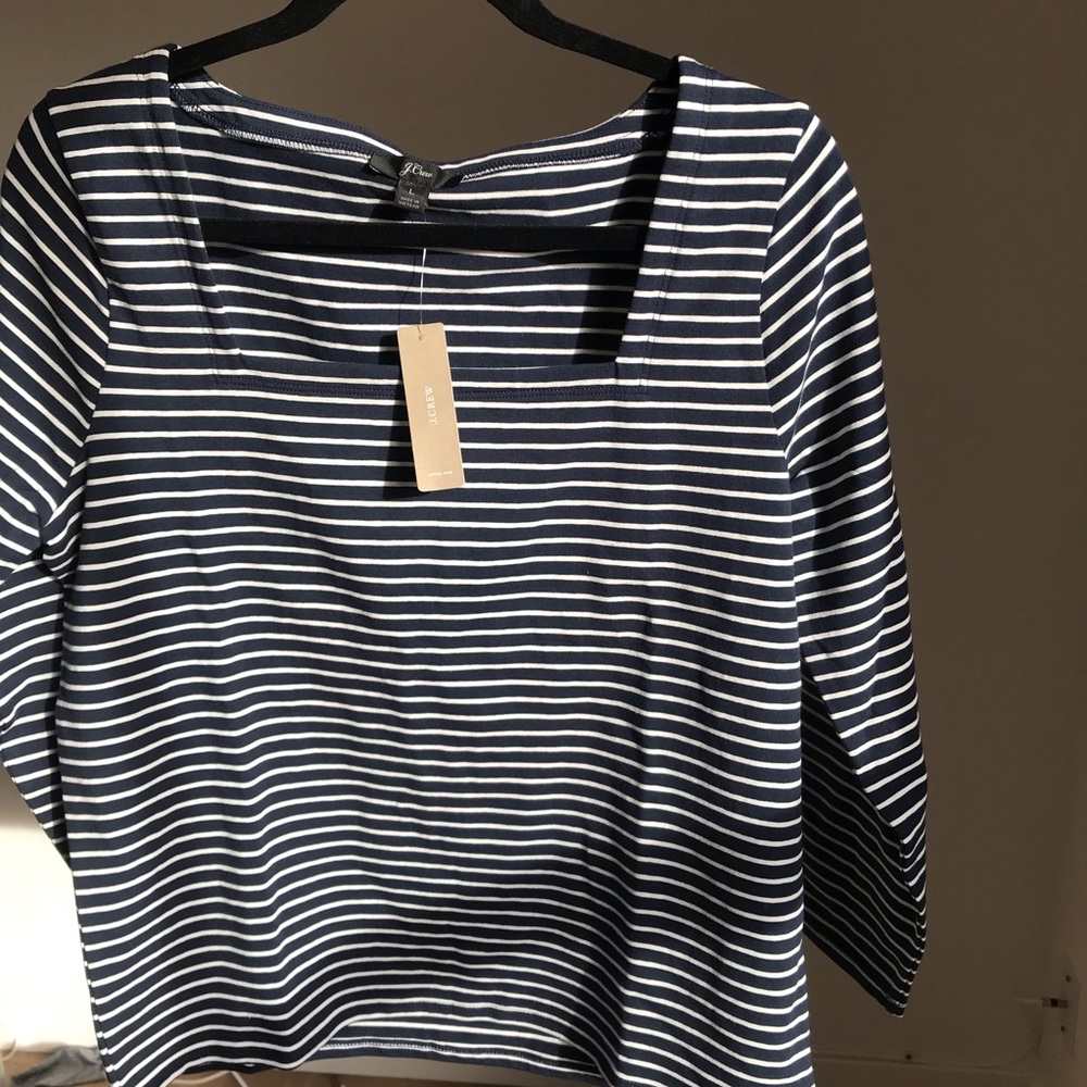 J. Crew Square Neck T-Shirt in Stripes